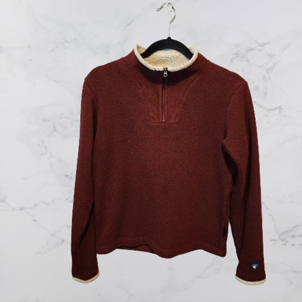 Kuhl Alpaca Fleece Jacket Top Women Burgundy 1/4 Zip Pullover Small
